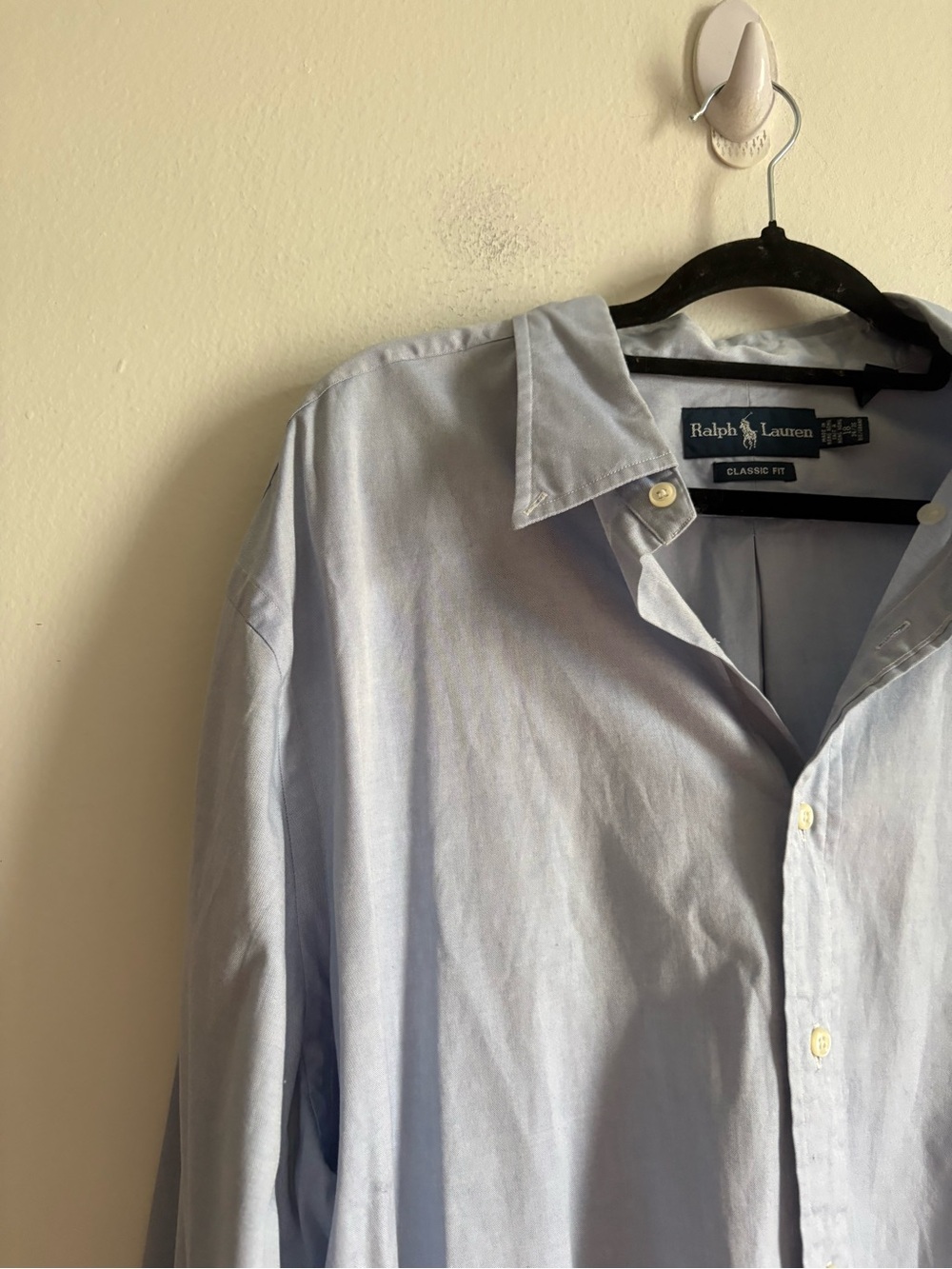 Ralph Lauren Sz 18 Vintage Classic Fit Baby Blue Cotton Button Front Shirt - Picture 3 of 10